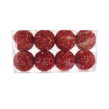 Paquete 6 Bolas 6cm Glitter Red /cod. 180-xy231192-61