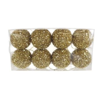 Paquete 6 Bolas 6cm Glitter Gold /cod. 180-xy231192-70