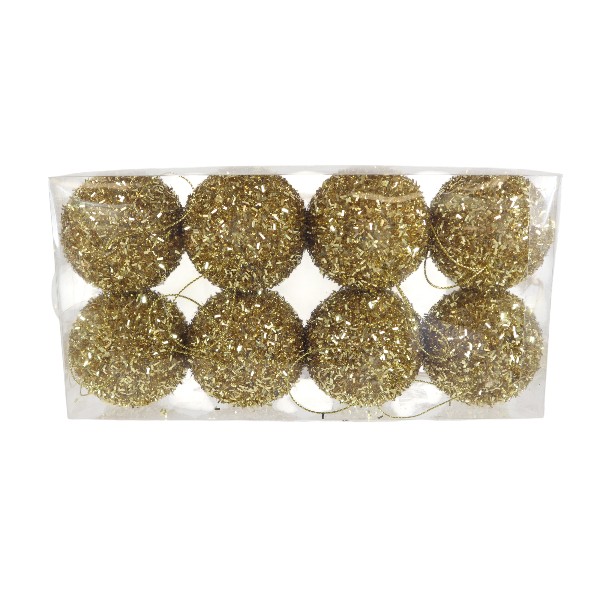 Paquete 6 Bolas 6cm Glitter Gold /cod. 180-xy231192-70