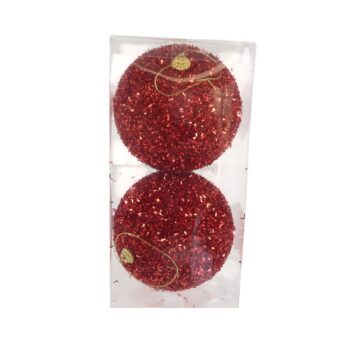 Paquete 2 Bolas Glitter 12cm Red /cod. 180-xy23926-61