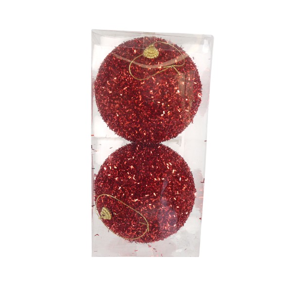 Paquete 2 Bolas Glitter 12cm Red /cod. 180-xy23926-61