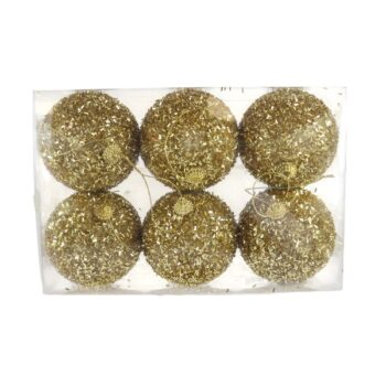Paquete 6 Bolas 8cm Glitter Gold /cod. 180-xy23928-70