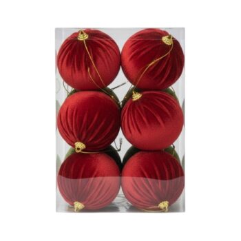 Cajita 6 Bolas Velvet Red 8cmcm /cod. 180-xy251181-61