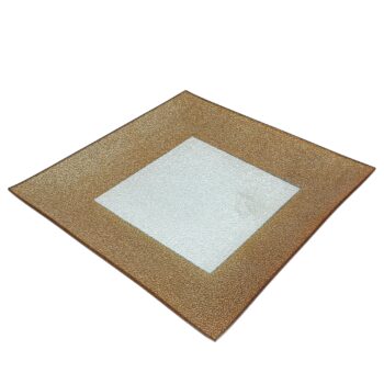 PLATO VIDRIO CUADRADO ORILLA GOLD 25X25CM /COD. 210-M7379B-70