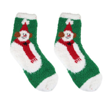 Medias Navideñas Eu37-43 Peludita Muñeco Nieve /cod. 251-ky24