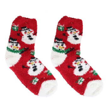 Medias Navideñas Eu37-43 Peludita Muñeco Nieve /cod. 251-ky30