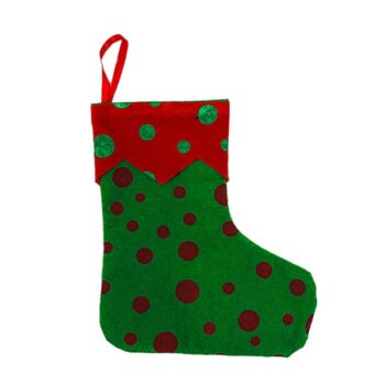 Bota Navidad Verde Puntos Rojos 9.5" /cod. 299-12529b