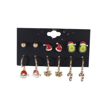Aretes Navideños Mixtos Ear Stud: 0.5*0.5, 1*1.5, 1.5*1.5cm Earrings:4*1.5cm /cod. 299-ya03221