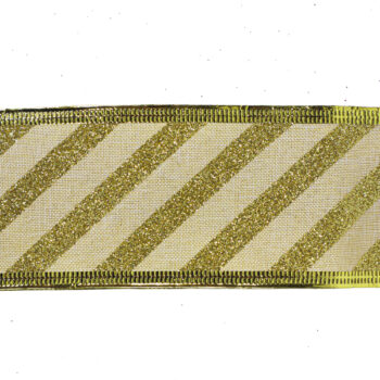 Cinta Tela Beige Con Diagonales Gold /cod. 300-02360y-0070