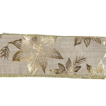Cinta Tela Natural Con Estampado Gold Pastoras 6.3cm X 9.14m /cod. 300-026060-0070