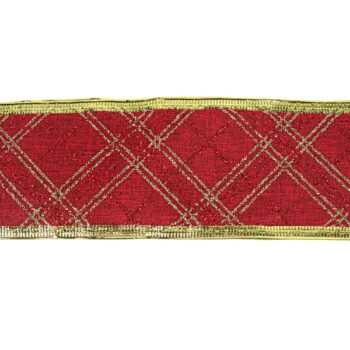 Cinta Tela Burgundy Con Cuadros Gold 6,3cm X 9,14m /cod. 300-0776b-38-70