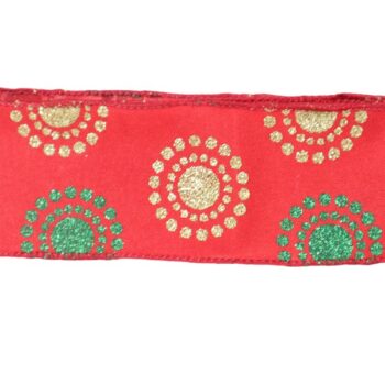 Cinta Tela Red Con Diseño Gold Green 6.3cm X 9.14m /cod. 300-08486080-61