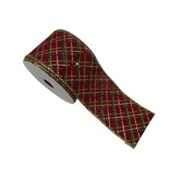 Cinta Tela Red Green Gold Diagonales 6.3cm X 9.14m /cod. 300-1676085-mix