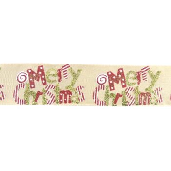 Cinta Tela Natural Merry Christmas /cod. 300-210803