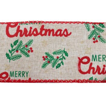 Cinta Tela Natural Merry Christmas 6.3cm X 9.14m /cod. 300-222na-00