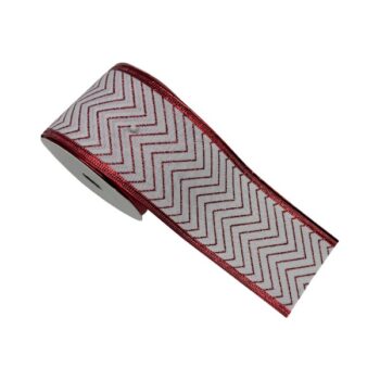 Cinta Tela White Zigzag Red 6.3cm X 9.14m /cod. 300-25616065-68