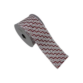 Cinta Tela White Ondas Y Puntos Red 6.3cm X 9.14m /cod. 300-25766055-68