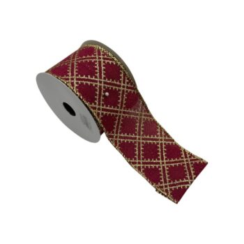 Cinta Tela Burgundy Gold Rombos 6.3cm X 9.14m /cod. 300-25776055-38