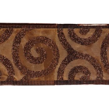 Cinta Satin Brown Con Ondas Brown Glitter /cod. 300-26860n-21