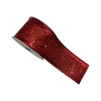 CINTA TELA GLITTER RED 6.3CM X 9.14M