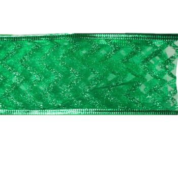Cinta Tela Nylon Xmas Green Zigzag Glitter 6.3cm X 9.14m /cod. 300-3453gr-63