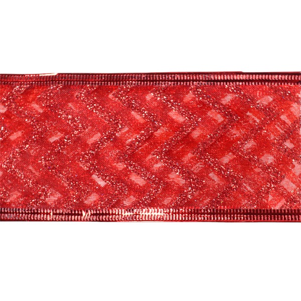 Cinta Nylon Zigzag Glitter Red 6.3cm X 9.14m /cod. 300-3453re-61