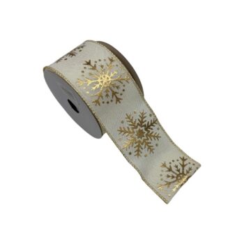 Cinta Tela Champagne Copos Nieve Gold 6.3cm X 9.14m /cod. 300-5026-ch