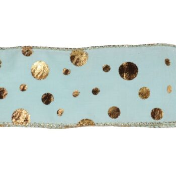 Cinta Satin Aqua Con Puntos Gold 6.3cm X 9.14m /cod. 300-526055-aq70