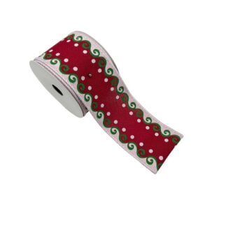 Cinta Tela White Red Green 6.3cm X 9.14m /cod. 300-5273-2-mix