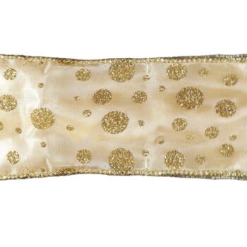 Cinta Satin Gold Con Puntos Glitter 6.3cm X 9.14m /cod. 300-5307go-70