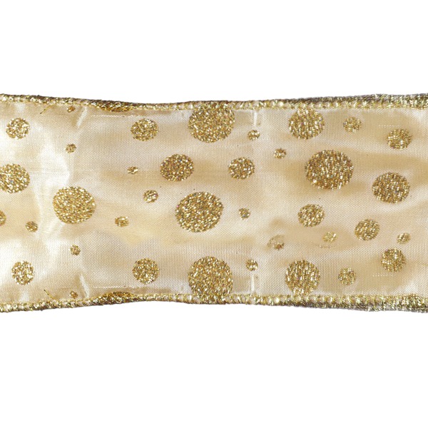 Cinta Satin Gold Con Puntos Glitter 6.3cm X 9.14m /cod. 300-5307go-70