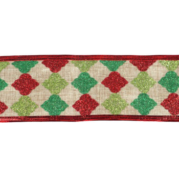 Cinta Tela 6,3cmx9,14mts Natural Con Rombos Red Green /cod. 300-b0233-mix