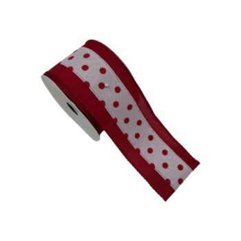 Cinta Tela White Puntos Red 6.3cm X 9.14m /cod. 300-t1474-68