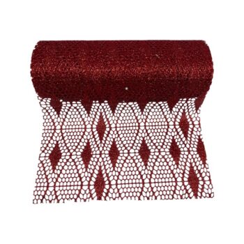 ROLLO TELA MALLA GLITTER RED 28CM X 9.14M