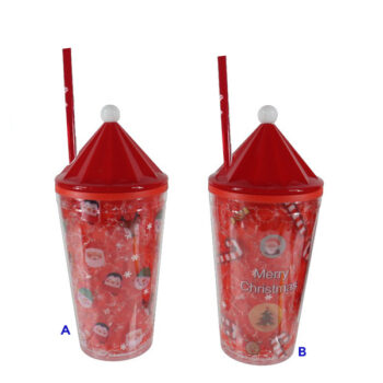 Vaso Navideño 450ml C/ Pajilla (sin Luz) 21x10x6.5cm 4 Dis Surtctn Plastico M /cod. 702-nb2519-3834