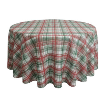 Mantel Redondo 180 Cm Cuadros Red White Green /cod. 732-2603mr18-mx