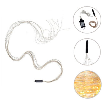 GUIRNALDA 128 LUCES LED 8 TIRAS DE 16LUCES 2MTS CON ADAPTADOR YELLOW