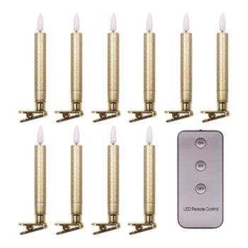 SET 10 CANDELAS BATERIA PRENSABLES GOLD 1.5*1.5*10/12.5CM