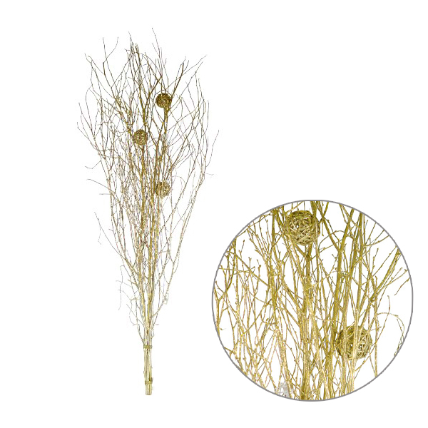 Rama Seca Con Bolas Gold Glitter 130x3,5cm /cod. 754-hf22078-70