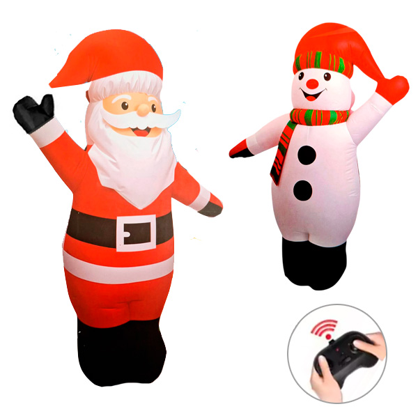 INFLABLE SANTA Y MUÑECO NIEVE 87X35X126CM CON COTROL REMOTO