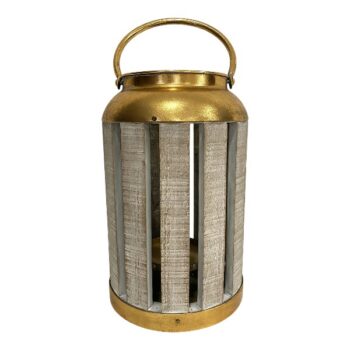 Linterna Metal Gold Y Madera18x27,5xcm /cod. 787-2511407-70