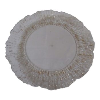 PLATO TRANSPARENTE PLASTICO CON BORDE GOLD 33.00*33.00*1.25CM