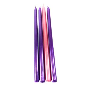 Caja 4 Candelas Alargadas Metalicas Adviento /cod. 82-12312m5810