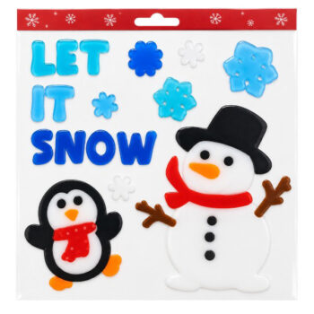 Sticker Muñeco Nieve Y Pinguino 20x25cm