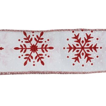 Cinta Tela White Con Copos Red 6,3cmx9,14mts /cod. 106-25h30-6861