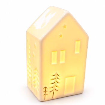 Casa Navideña Decorativa Con Pintura Dorada. Con Luz Led 2pcs AAA Bateria /cod. 702-xm26180-185