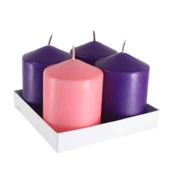 Caja 4 Candelas D:7cm/h:10cm DE Adviento /cod. 82-ps070100n